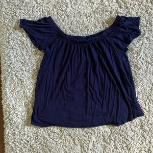 Torrid Off the Shoulder Flutter sleeve Navy Blue Drapey top size 2